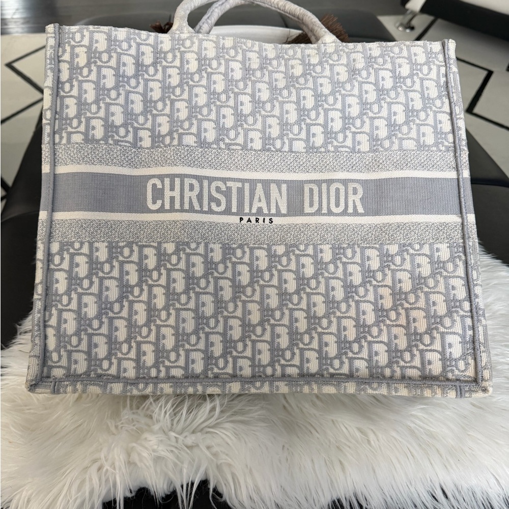 Dior Gray and White Tote Bag